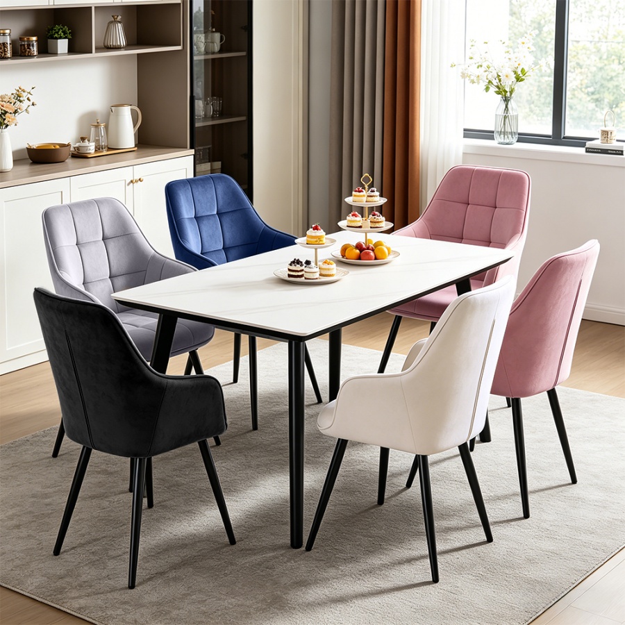 Pink dining chair with armrests